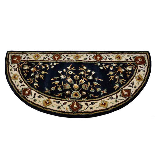 56" Half Round Blue Oriental Fireplace Rug