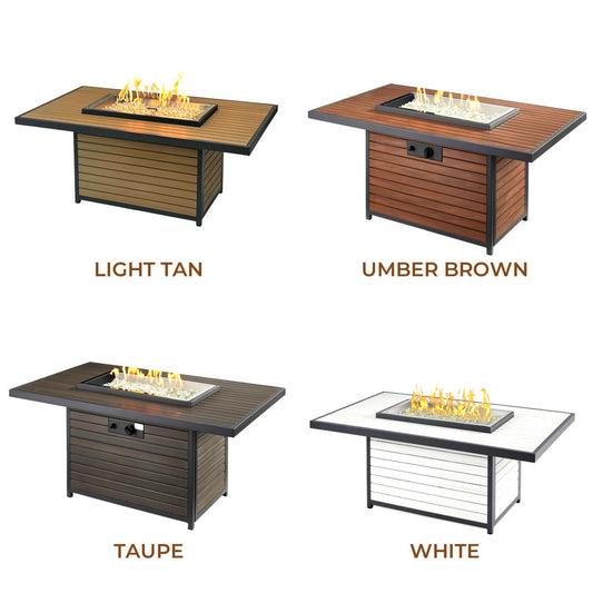 Outdoor Greatroom Kenwood and Brooks Rectangular Chat Height Gas Fire Pit Table