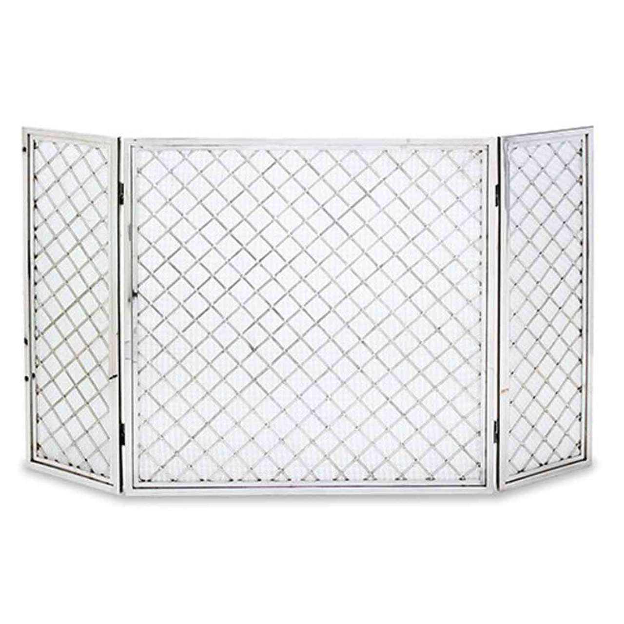 Pilgrim 50" x 30" Polished Nickel Hartwick Tri-Panel Fireplace Screen