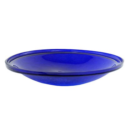 14-in. Cobalt Blue Crackle Glass Bowl Birdbath