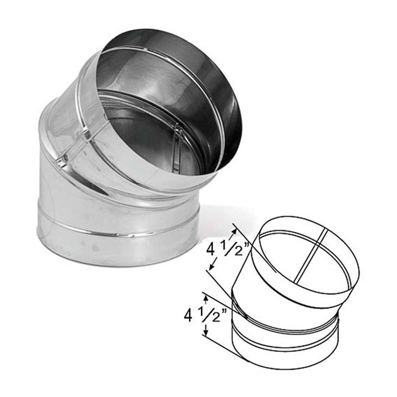 8" DuraBlack Stainless Steel 45 Deg. Elbow - 8DBK-E45SS