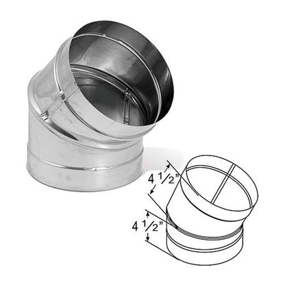 8" DuraBlack Stainless Steel 45 Deg. Elbow - 8DBK-E45SS