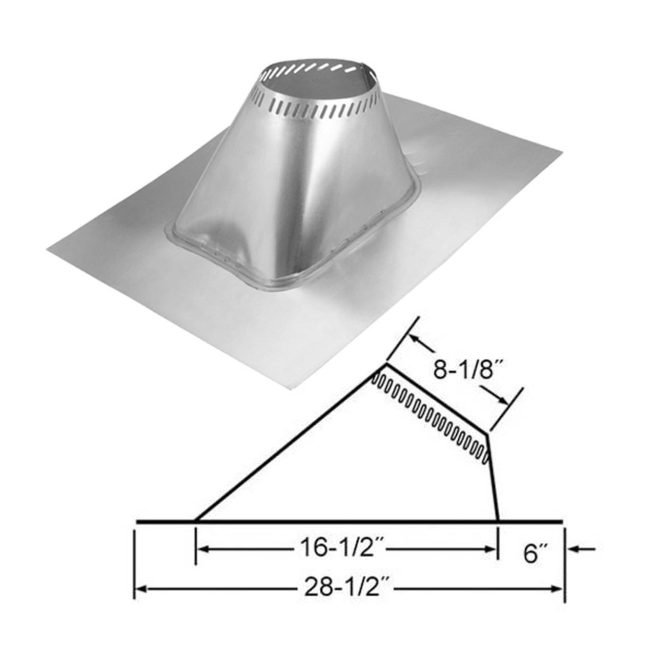 6'' Selkirk Adjustable Roof Flashing for 2/12 to 6/12 Pitch - 6T