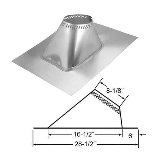 6" Selkirk Adjustable Roof Flashing for 2/12 to 6/12 Pitch - 206825