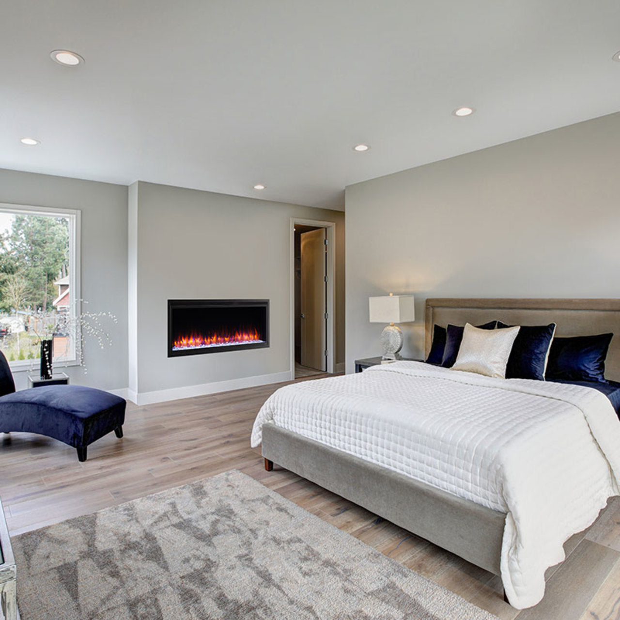 SimpliFire 50" Allusion Platinum Recessed Linear Electric Fireplace - SF-ALLP50-BK