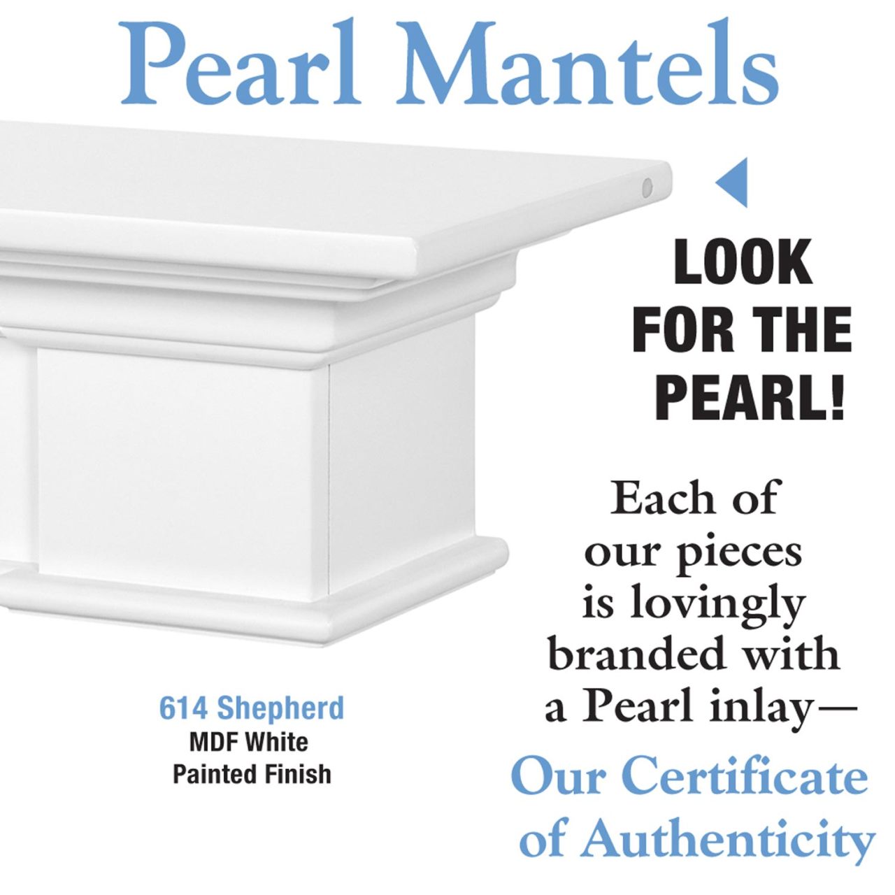 72" Shepherd MDF Fireplace Shelf by Pearl Mantels - White Paint Finish