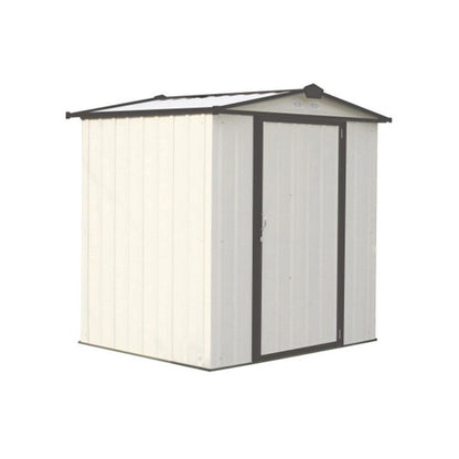 EZEE Low Gable - Galvanized Steel 6 x 5 Storage Shed - Cream/Charcoal