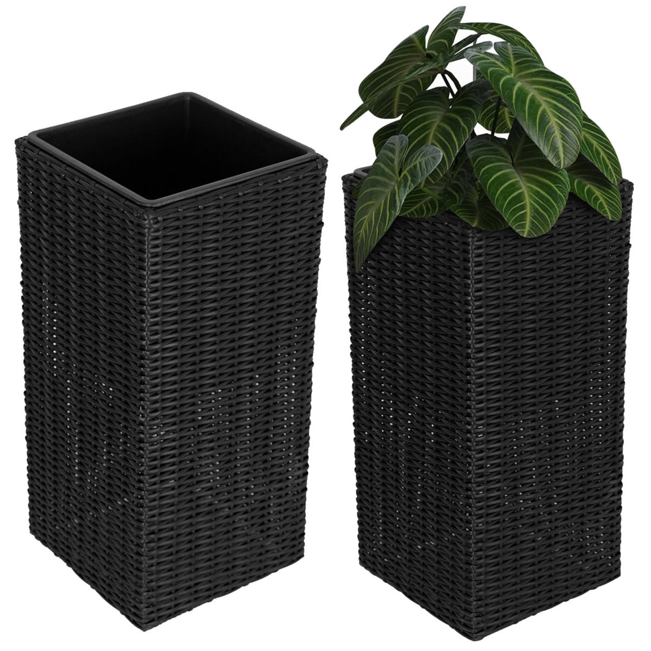 Fire Sense Sierra Square Wicker Planter 2-Piece Set Brown/Black - 66617-66618