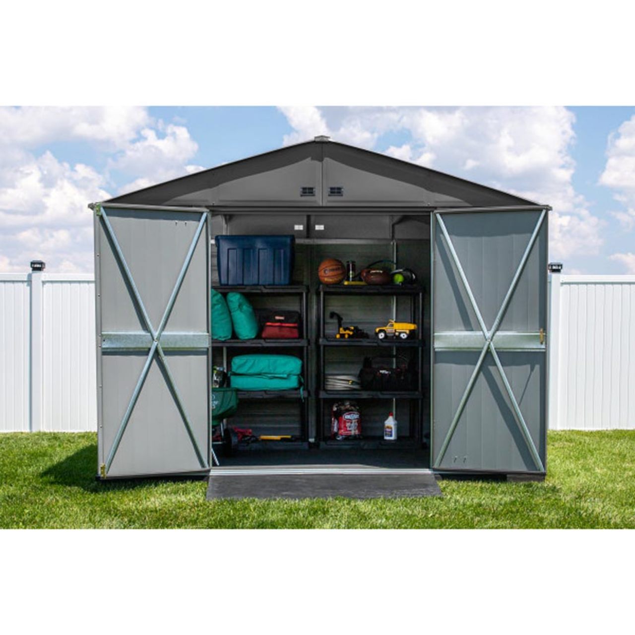 Arrow Select 10' x 8' Steel Storage Shed - Charcoal