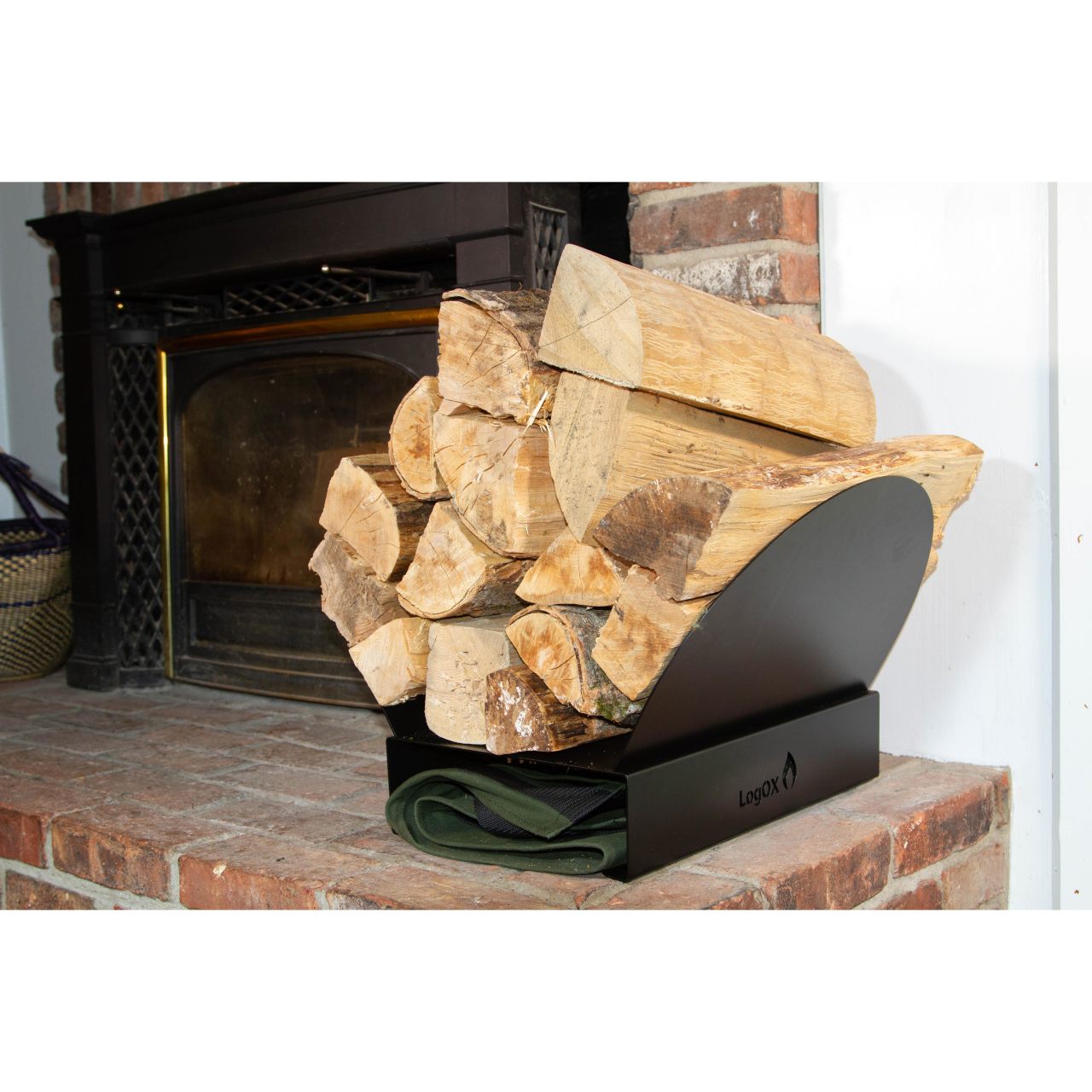 LogOx Black Hearth Bin Firewood Rack
