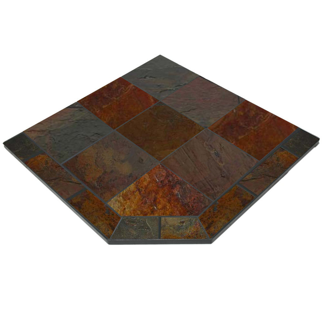 Peacock Slate 48" x 48" Single Cut Corner Hearth Pad