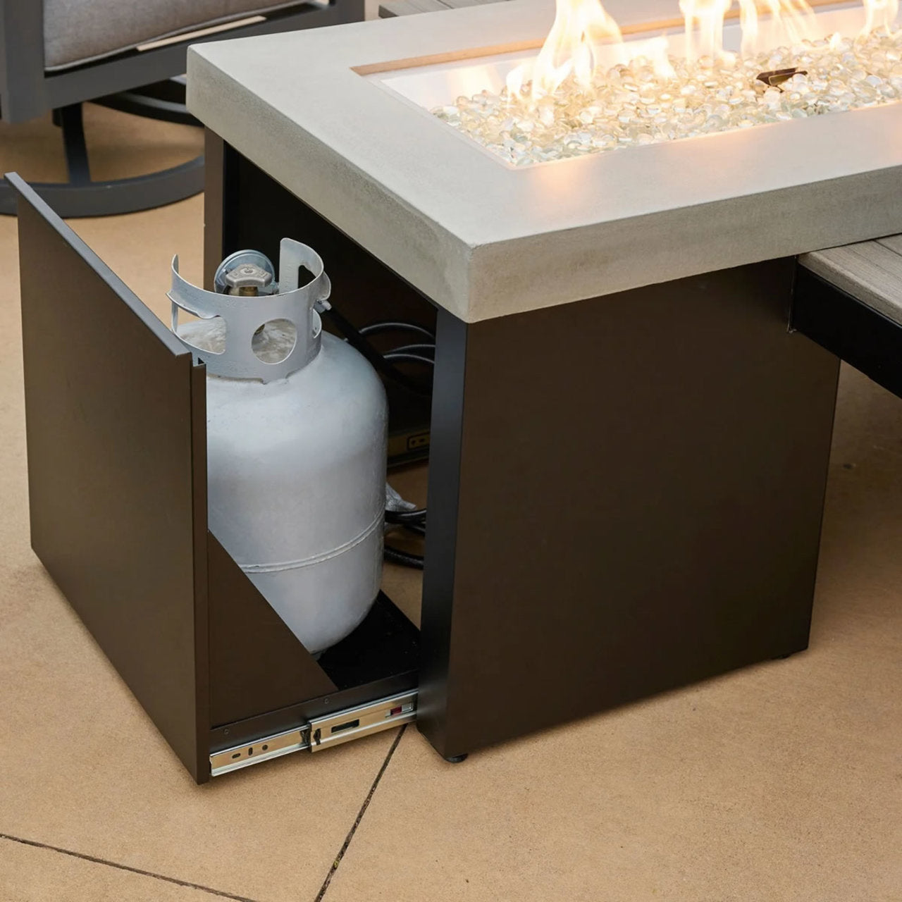 Outdoor Greatroom 64.5" Uptown Linear Fire Pit Table - Black/Coastal Grey - UPT-1242