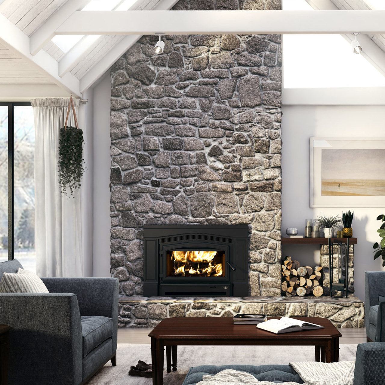 Matrix 2700 Black Wood Stove Insert. Heats Up to 2,200 sq ft - OB02700