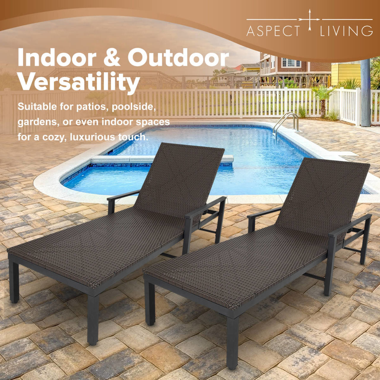 Fire Sense Biscayne Indoor-Outdoor Wicker Chaise Set of 2 - 65465