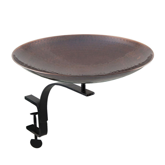 14" Burnt Copper Birdbath with Rail Mount Bracket