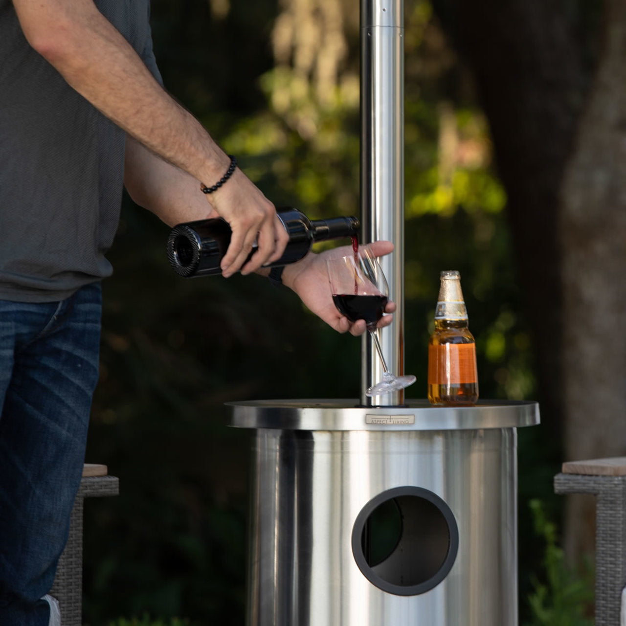 Fire Sense Stainless Steel Patio Heater with Table - 65044