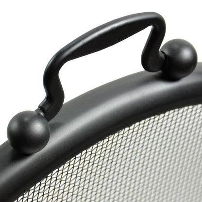 3 Fold Large Diameter Fireplace Screen - Black