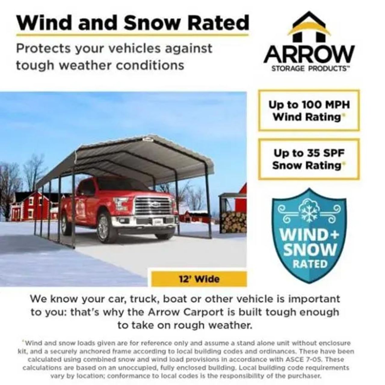 Arrow Carport 12 x 20 x 7 Ft. - Charcoal