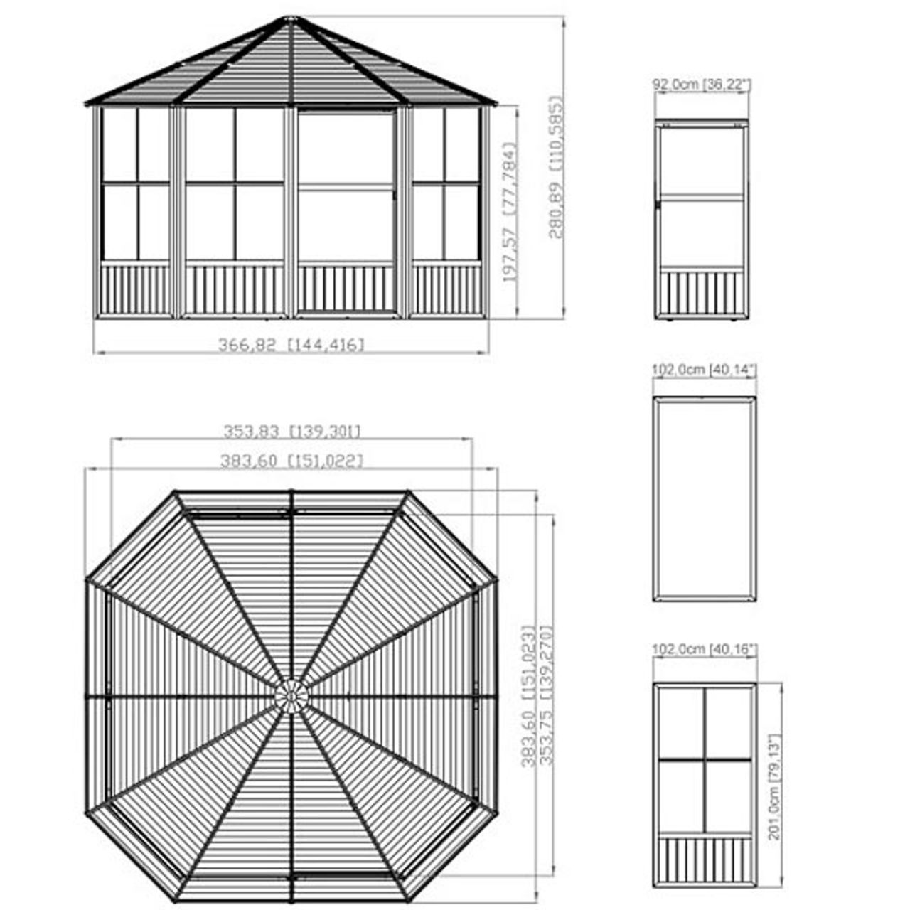 Charleston 12' x 12' Solarium - Dark Gray