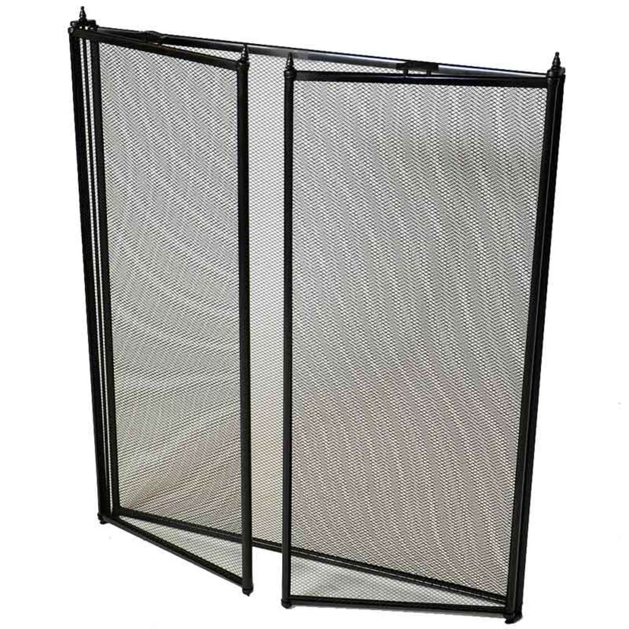 3 Fold Fireplace Screen - Black
