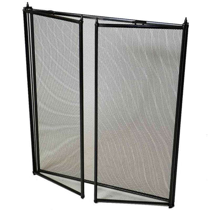 3 Fold Fireplace Screen - Black