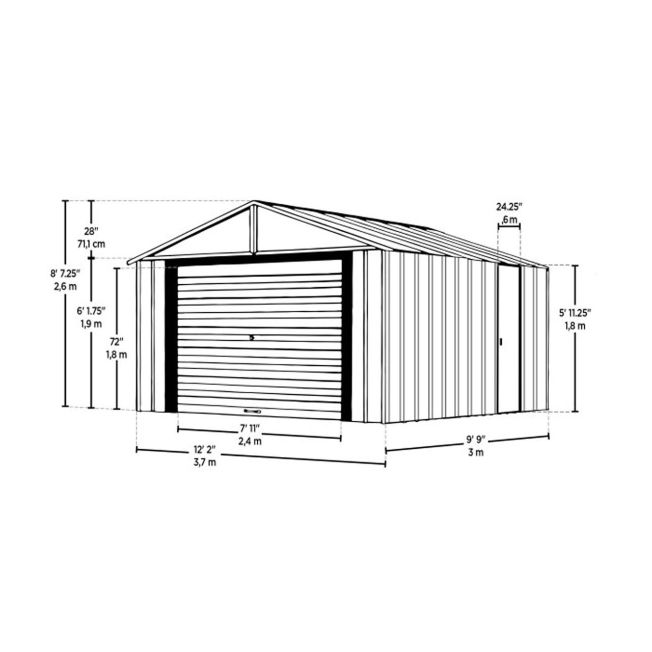Arrow Murryhill 12' x 10' Steel Storage Garage/Building - Gray