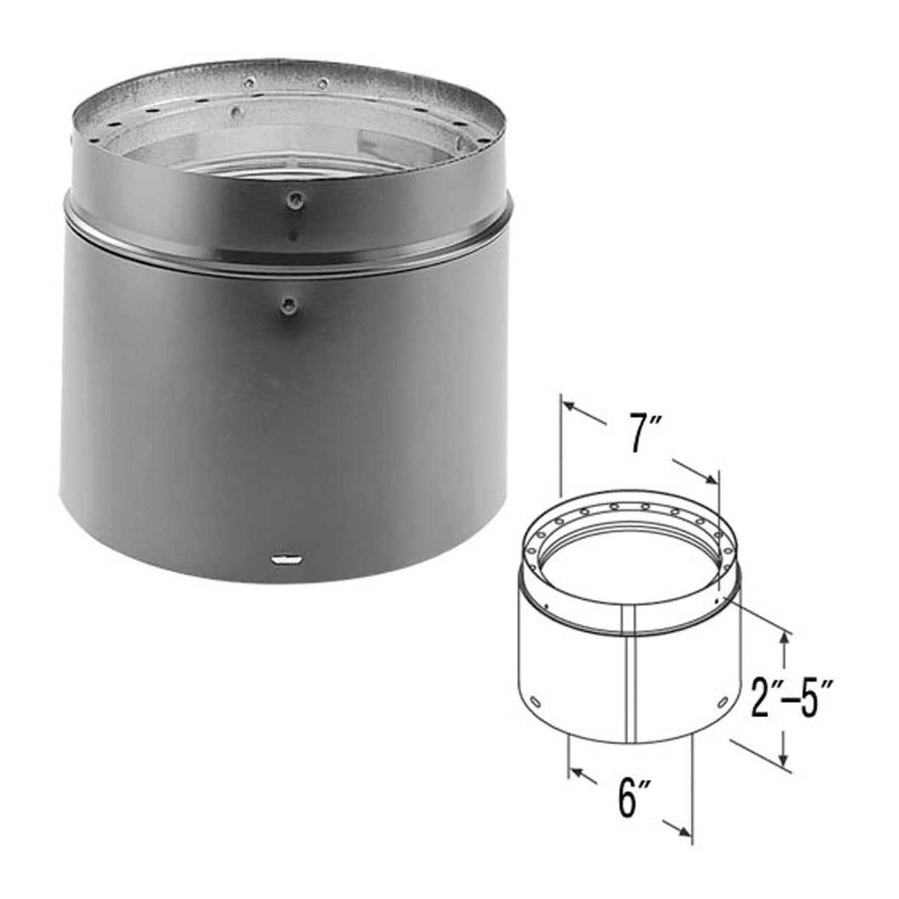 DuraVent DVL 6'' x 6'' DVL Double-Wall Adjustable Black Stove Pipe