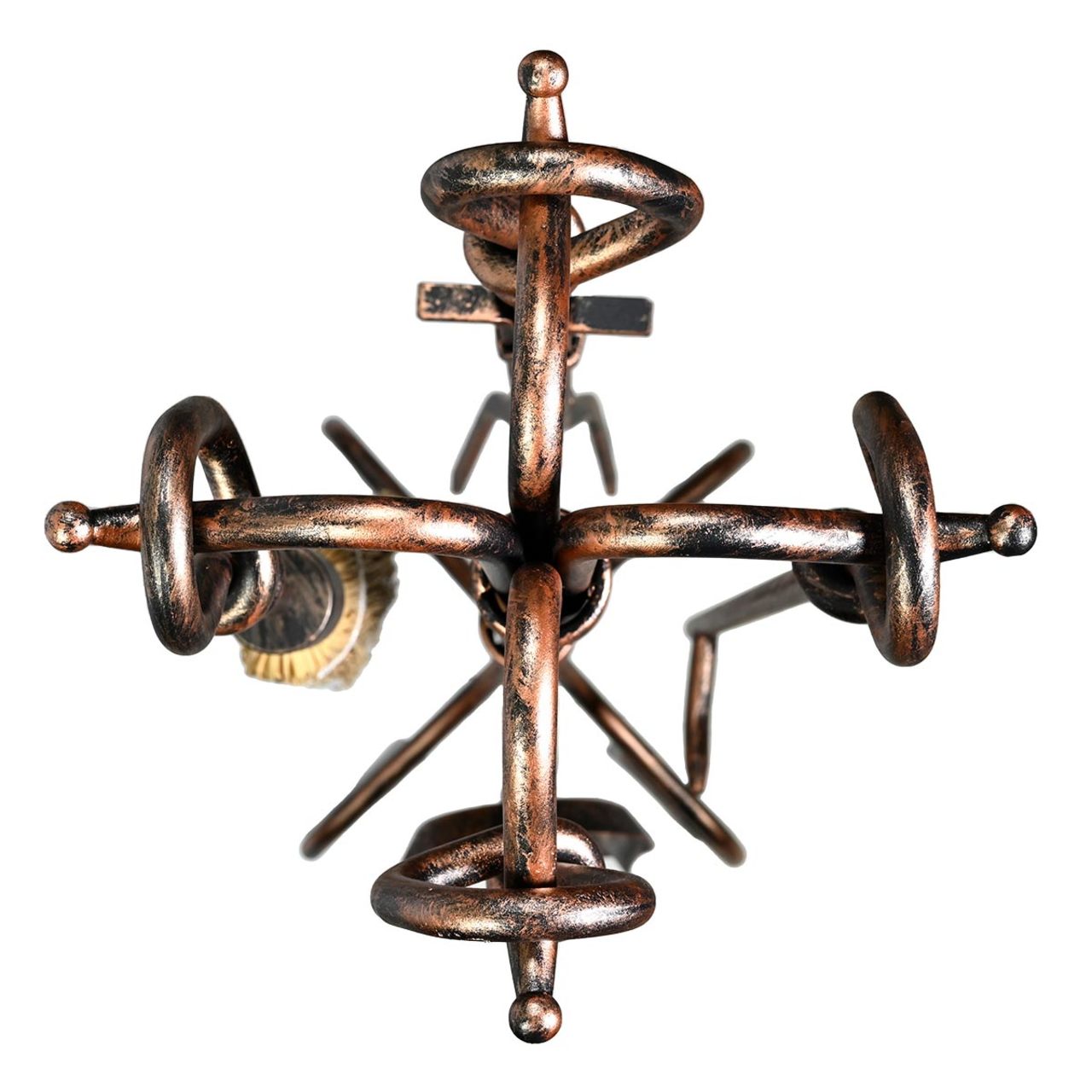 5 Piece Wrought Iron Antique Rust Fireplace Tool Set - F-1695