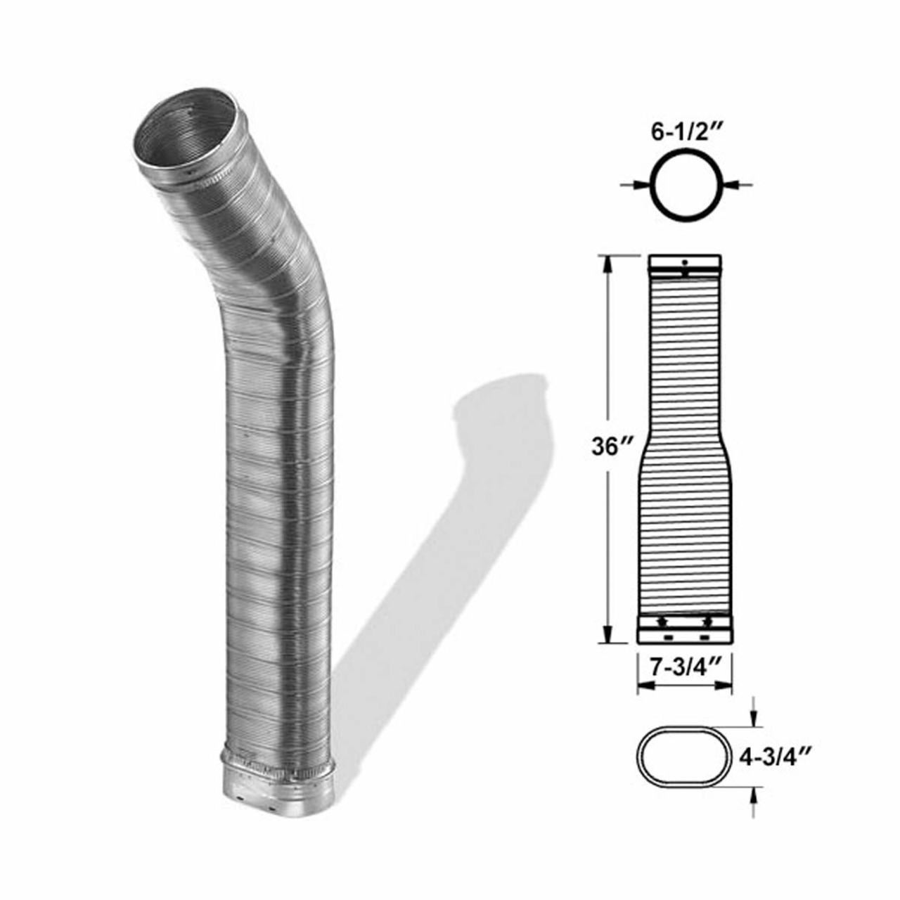 6" x 36" DuraLiner Oval-to-Round Flex Chimney Relining Pipe - 6DLR-36ORF