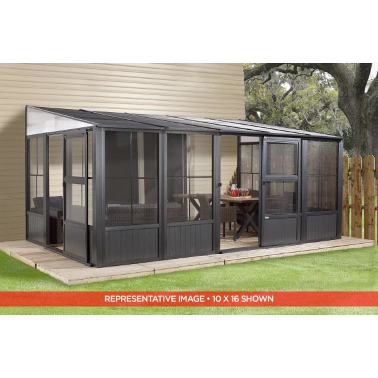 Charleston 10' x 10' Wall Mounted Solarium - Gray