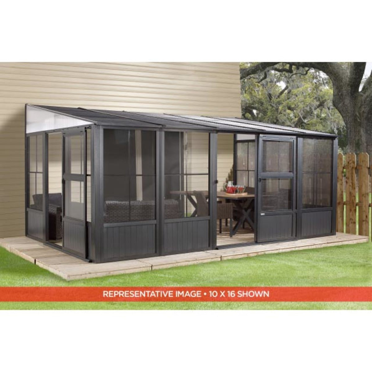 Charleston 10' x 10' Wall Mounted Solarium - Gray