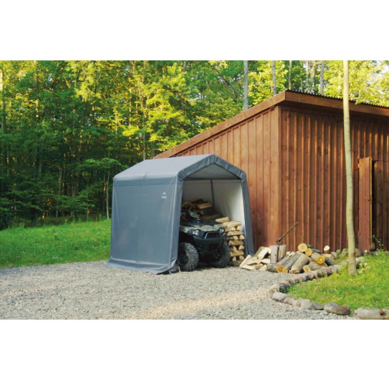 ShelterLogic 8' x 8' x 8' Heavy-Duty Gray Storage Shed-in-a-Box - 70423