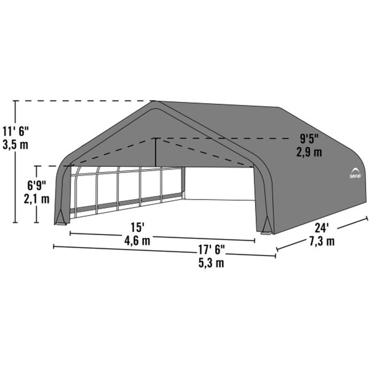 ShelterCoat 18' x 24' Garage With 11.5' Peak Roof - Green