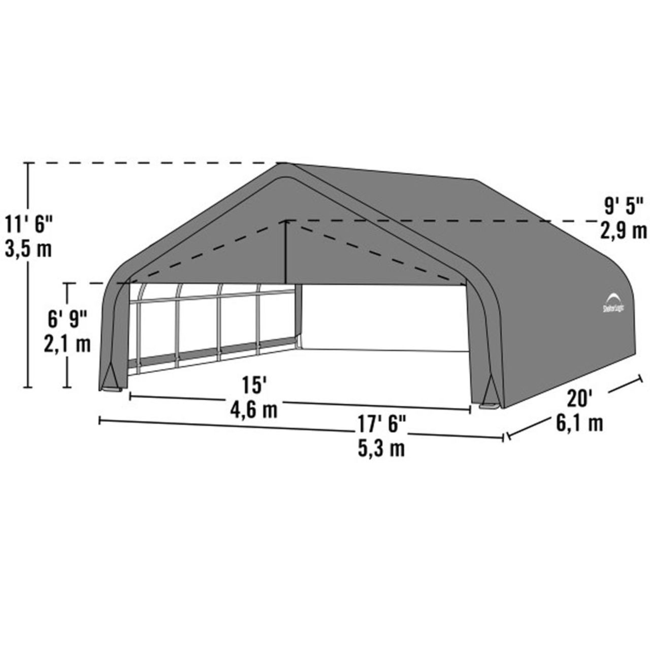 ShelterCoat 18' x 20' Garage With Peak Roof - Green