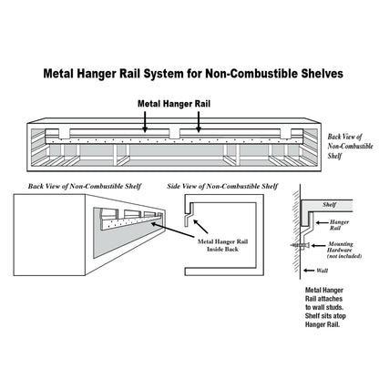48" Zachary Non-Combustible Fireplace Shelf by Pearl Mantels - Whitewash Finish