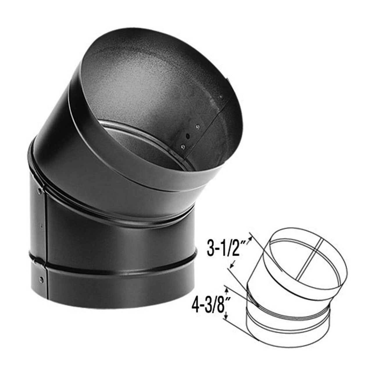 8" DuraBlack 45 Degree Black Elbow - 8DBK-E45