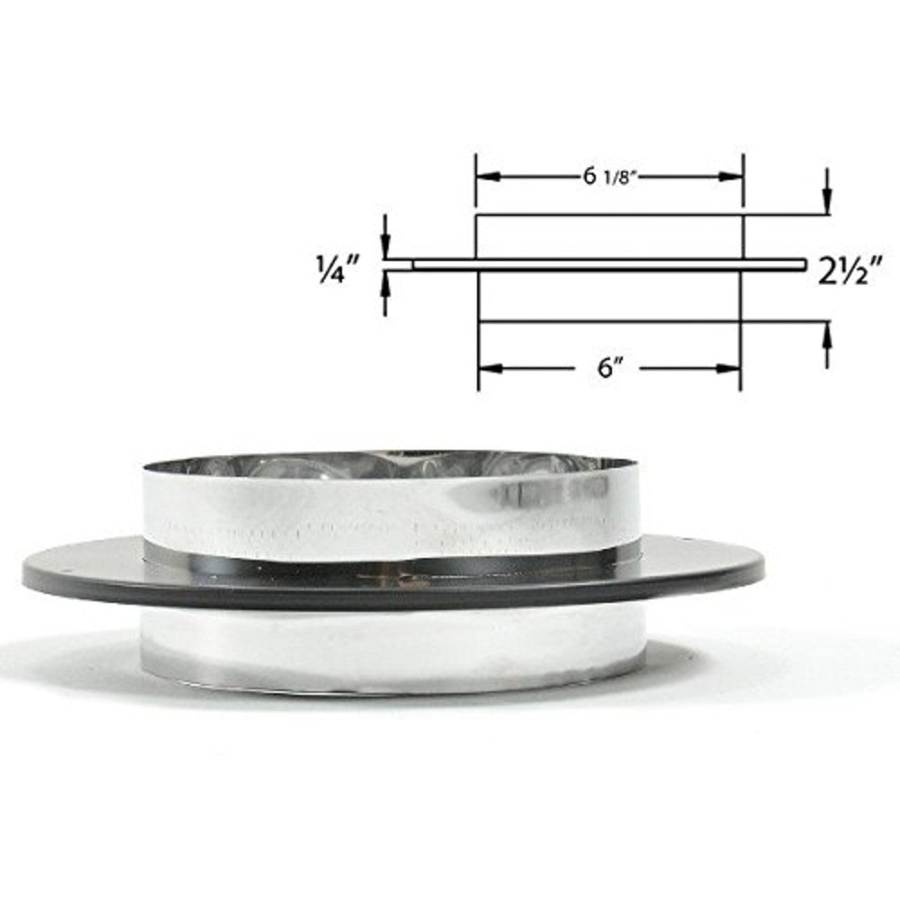 6" DuraBlack/DVL Chimney Adapter with Trim - 6DVL-ADC
