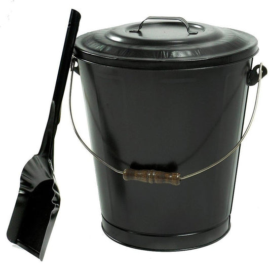 Black Fireplace Ash Container and Shovel Set