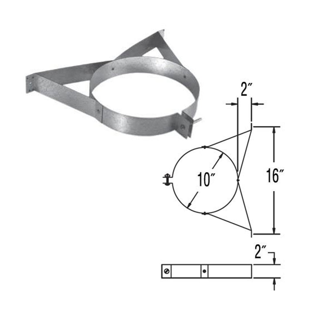 6" DuraPlus Galvanized Wall Strap - 6DP-WS