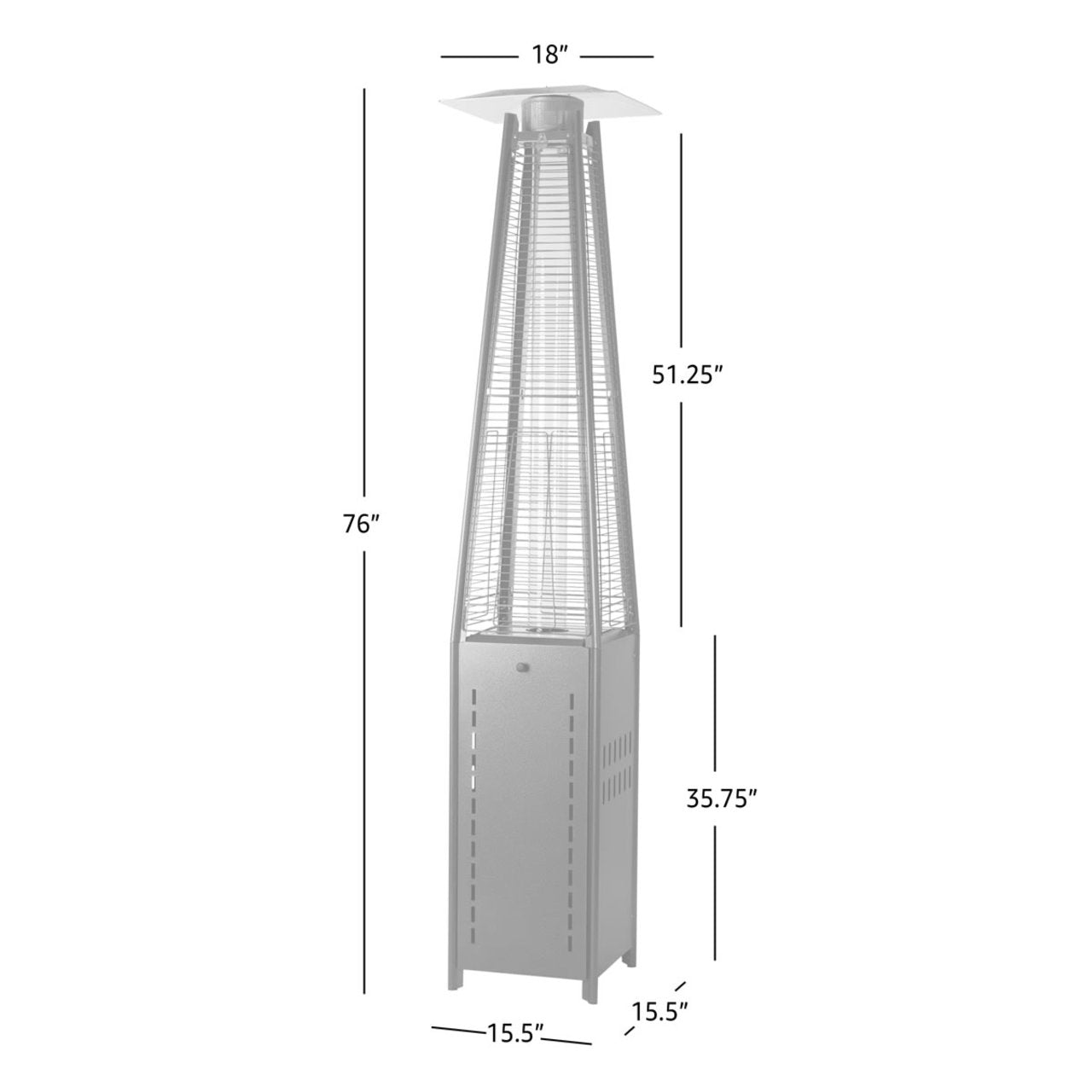 Fire Sense Square Pyramid Flame Patio Heater in Hammered Platinum - 64381
