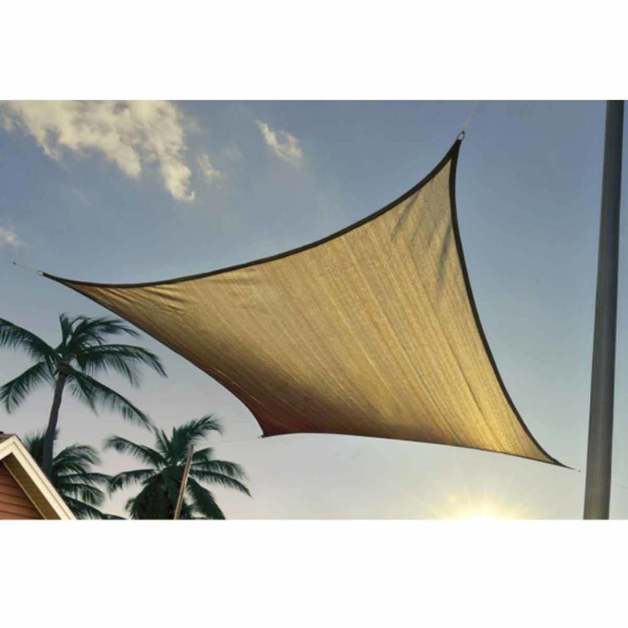 Shelter Logic 16 x 16 Foot Square Sun Shade Sail - Sand