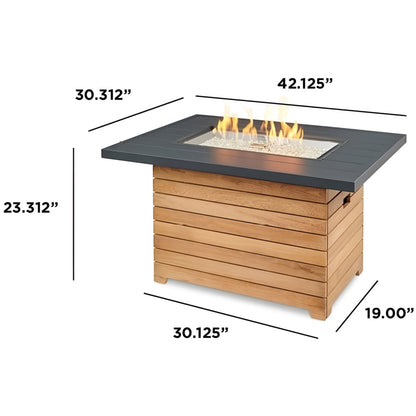 Outdoor Greatroom Darien Rectangular Gas Fire Pit Table 42" - DAR-1224-EBG-K/DAR-1224-K