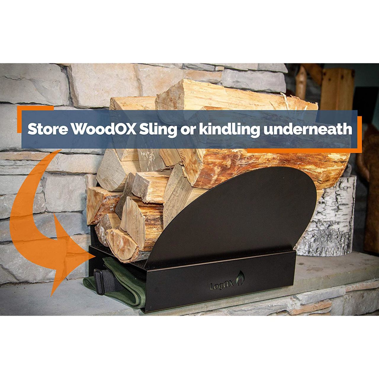LogOx Black Hearth Bin Firewood Rack