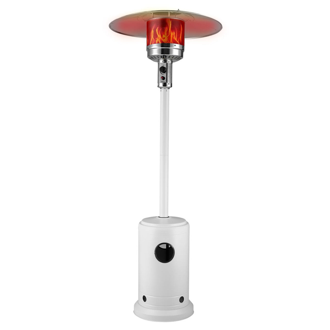 Fire Sense Matte White Finish Patio Heater with Wheels - 67132