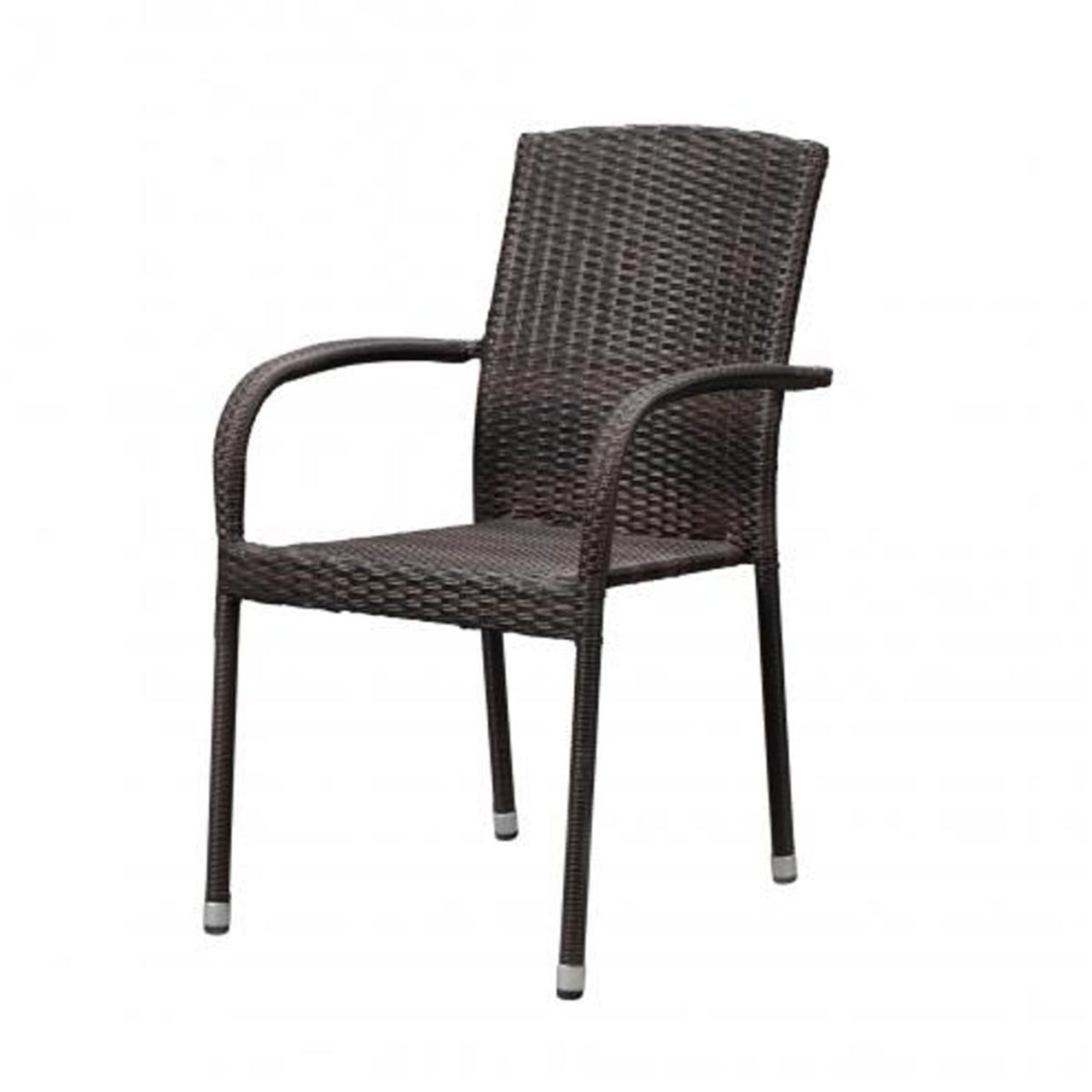 Set of 4 Outdoor Wicker Chairs - Mocha
