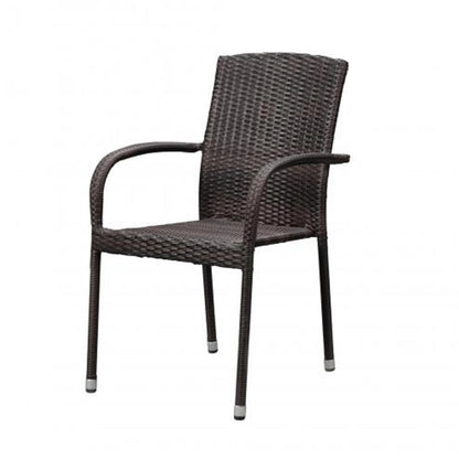 Set of 4 Outdoor Wicker Chairs - Mocha