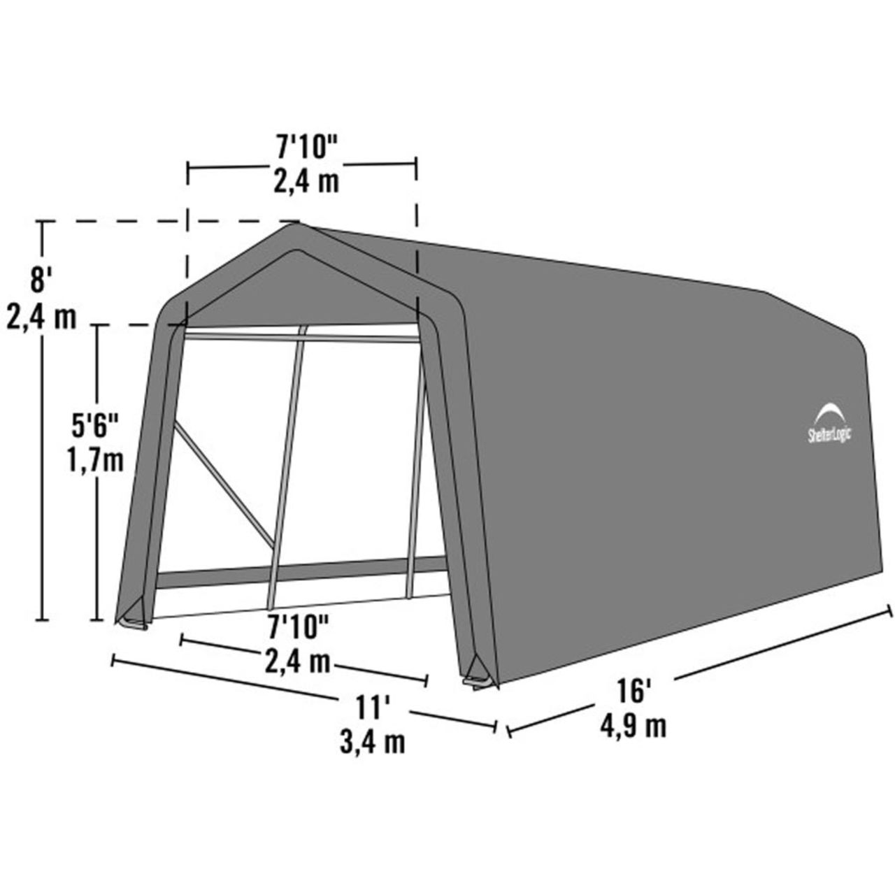 ShelterCoat 10' x  16' Garage With Peak Roof - Gray