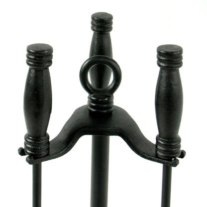 4 Piece Wrought Iron Black Fireplace Tool Set - F-1048