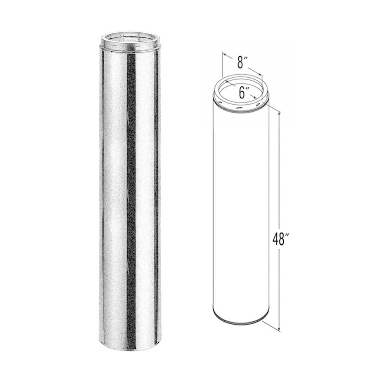 6" x 48" DuraTech Galvanized Chimney Pipe - 6DT-48