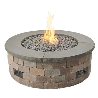 Outdoor Greatroom Bronson Block Square/Round Gas Fire Pit Kit - BRON5151-K/BRON52-K